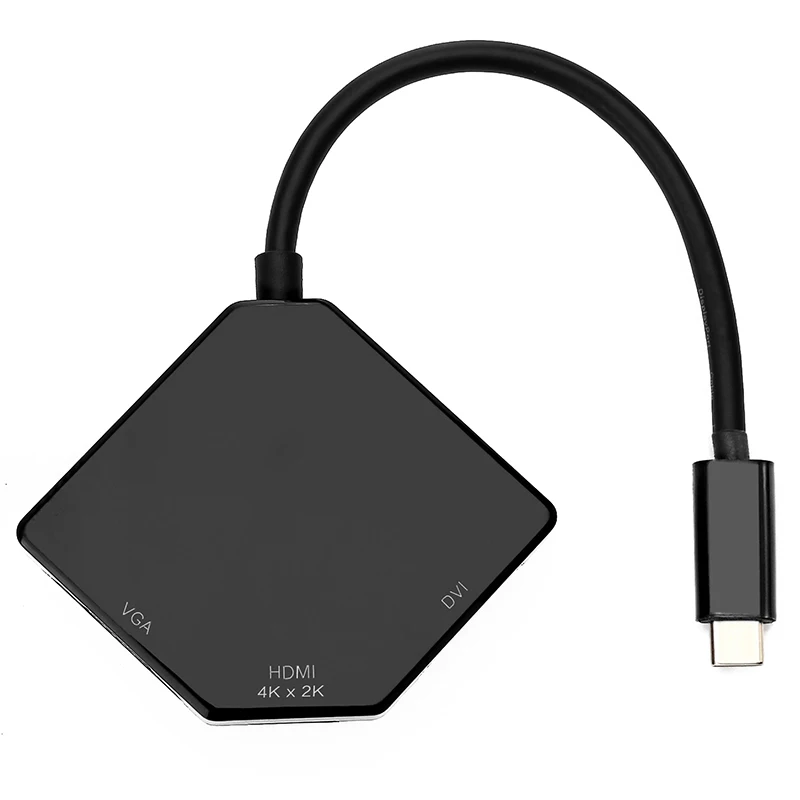 USB-C к HDMI, VGA, HDMI, DVI многопортовый адаптер Тип-C HDMI 4K 3 в 1 Многофункциональный кабель конвертер NK-шопинг