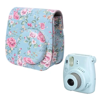 

Instax Mini 8/9 Camera Bags Floral Faux Leather Strap Pouch Covers For Fujifilm