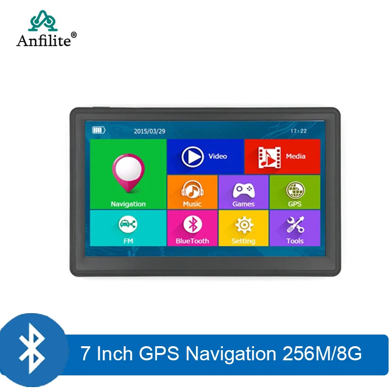 7 дюймов HD Автомобильный GPS навигации Bluetooth AVIN емкостный сенсорный экран FM 8 ГБ/256
