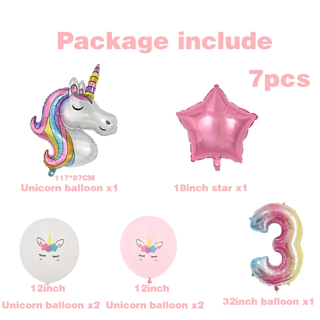 Décoration d'anniversaire licorne rose pour fille Bannière d'anniversaire  avec énorme ballons licorne en aluminium pour fête - Licorne Québec