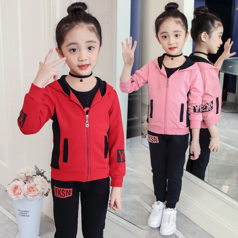 

CHILDREN'S Suit 2019 Autumn New Style Baby Girls' Sweater Suit Big Boy Printed Letter Casual Three-piece Set Spring And Autumn