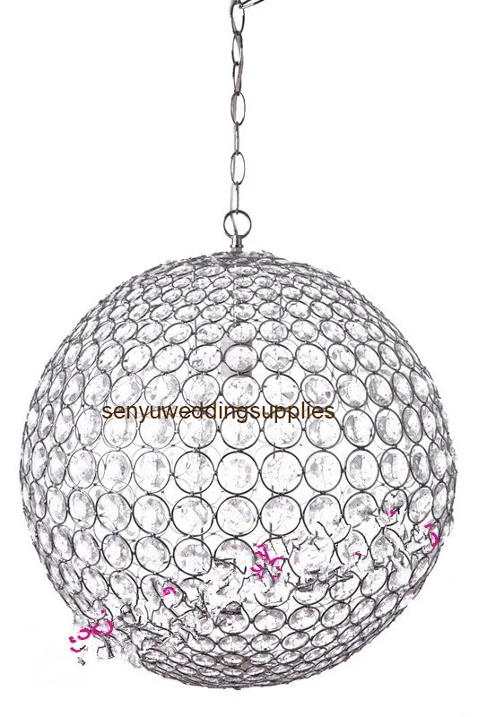 New style 10pcs)20cm diameter)silver crystal hanging ball centerpiece candle holder for wedding hall decoration senyu1345