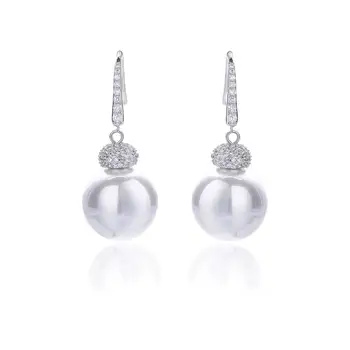 3A Cubic Zirconia CZ Pearl Stud Earring for Wedding, Prom Dangle Earrings for Women Bride Jewelry CE10956