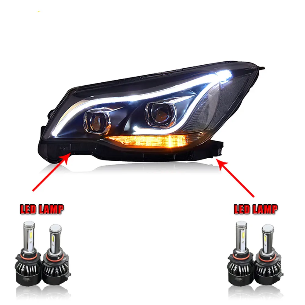 Пара для Subaru Forester светодиодный фары 201- Forester HID фары биксеноновые фары Противотуманные фары Дневные ходовые огни двойные линзы - Цвет: ALL LED