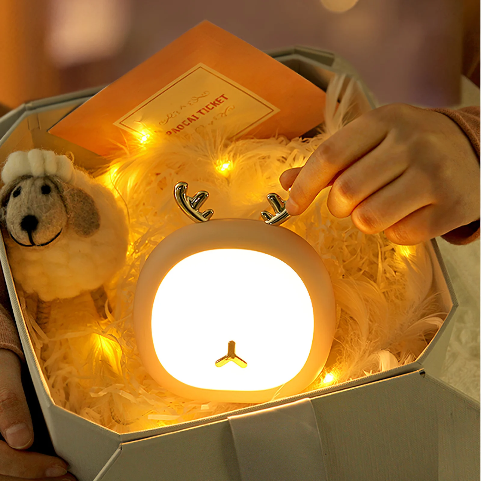 Cute Pet Night Light Deer Bunny Nursey Light For Kid Baby Stepless Touch USB Rechargeable Table