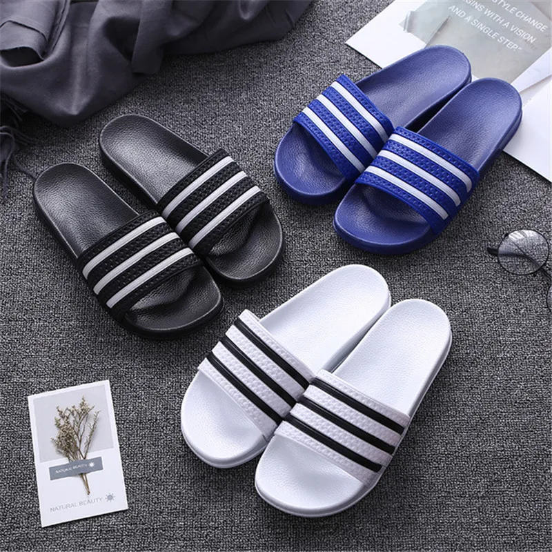 

2019Summer Men Slippers Home Soft Breathable Flat Slides Non-slip Unisex Indoor Bathroom Slippers Comfy Sandals Beach Flip Flops
