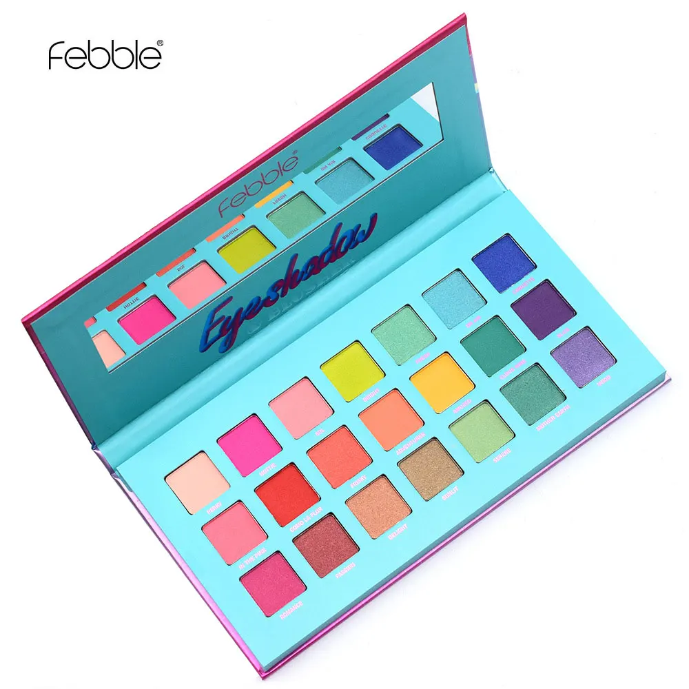 Febble Brand 21 colors eye shadow palette Colorful matte and shimmer powder 9 colors can use as blusher waterproof eye makeup Febble Brand 21 colors eye shadow palette Colorful matte and shimmer powder 9 colors can use as blusher waterproof eye makeup