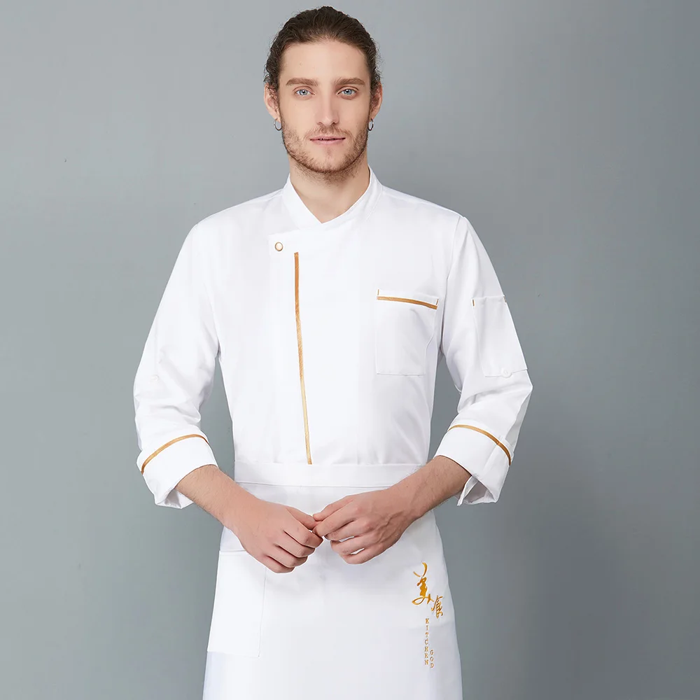 IF High Quality Chef unifroms Catering workwear Food Service cooker work shirts Restaurant kitchen work clothes wholesale M-3XL - Цвет: Белый