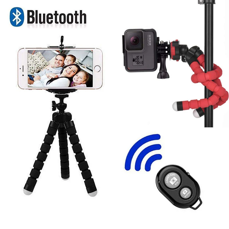 Bluetoothリモートミニ柔軟なスポンジタコ三脚スポーツアクションビデオカメラポータブル携帯電話iphone用スタンド Ios Tripods Aliexpress