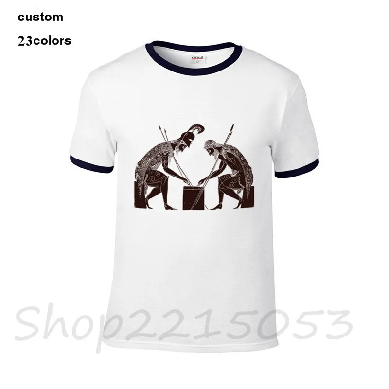 2018 Streetwear Achilles Ajax Playing Chess Greek Men T Shirt Black White Cotton Brand Logo Male Tshirt Top Tee T Shirt Clothing T Shirts Aliexpress