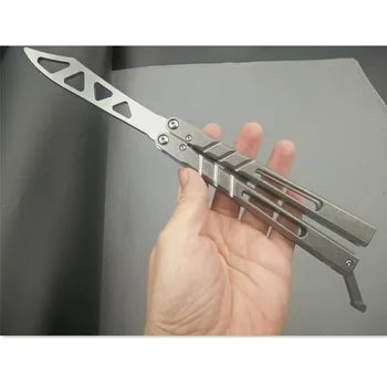 

New Butterfly in Knife Trainer THE ONE Alpha Beast Channel Bushing System D2 Blade Titanium Handle Jilt Knife EDC Hunting Knife