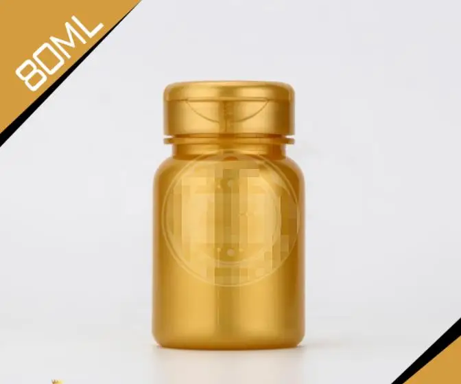 200pcs/lot) 80cc Pearl Yellow Color PET Bottle, 80ml Caspule Bottle, Plastic Empty Bottles with Flip Cover