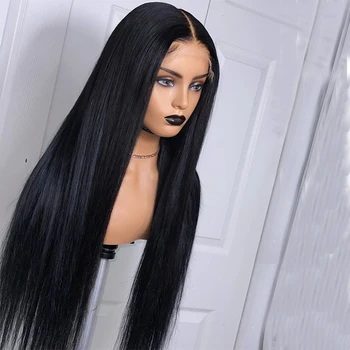 

200Density Silky Straight Silk Base Lace Front Malaysia Hair Wigs Preplucked Hairline 360 Lace Frontal Straight Wigs
