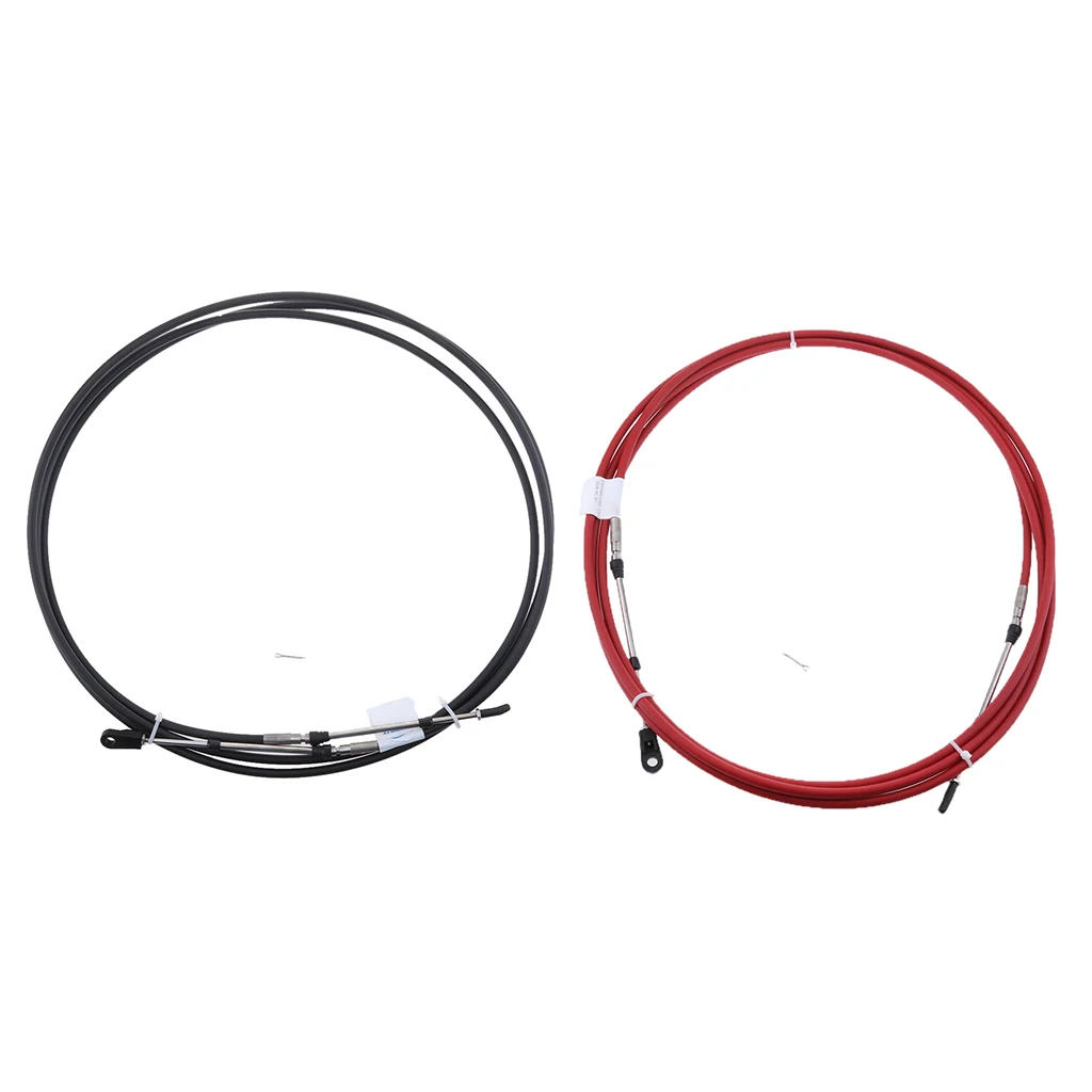 2X Universal Throttle Cable Black FIT FOT Marine Yachts Motor Control Lever- 8 FT