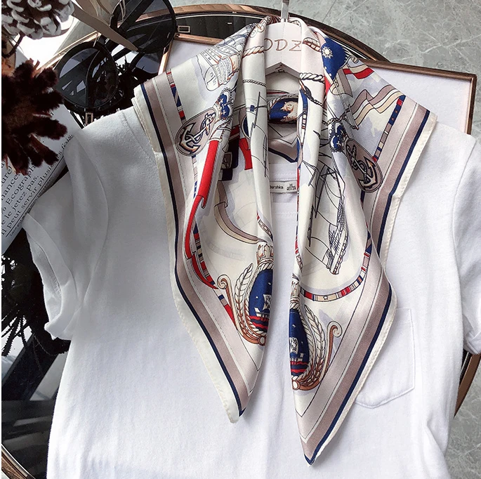 Дизайн, шарф для женщин, цепь, лошадь, принт, платок, животное, desigual, Маленькая шаль, роскошный бренд, атлас, квадратный шарф для женщин - Цвет: ac picture6