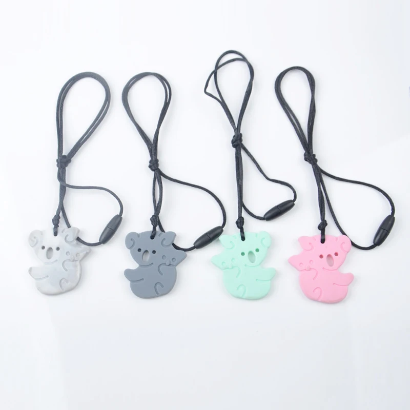 

4PCS Koala Teething Necklace Silicone Baby Teethers Chewable Pendant Charm Toys Silicone Beads Gift