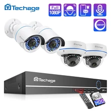 Techage H.265 8CH 1080P POE NVR kiti CCTV güvenlik sistemi Dome kapalı açık 2.0MP ses kamera P2P Onvif Video gözetleme seti