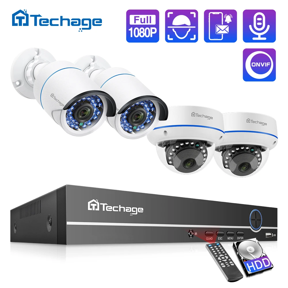 Система видеонаблюдения Techage H.265 8 каналов 1080P POE NVR|kit diy|kit kitskit 1080p |