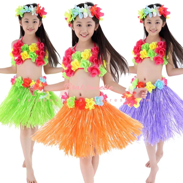 Decoraciones de fiesta hawaianas para adultos, collar de flores de playa, corona Hula, vestido Skrit Hawaiano, disfraz para niños y niñas, suministros para de cumpleaños - AliExpress