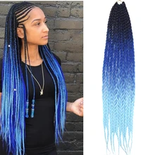 Коробка косы 1 упак./лот 22 дюймов черный эффектом деграде(переход от темного к цвета: розовый, голубой, фиолетовый, Цвет крючком плетение синтетические волосы Комплект со звёздным волос для Для женщин