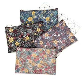 

New Casual Vintage small floral coin purse waterproof cotton Fabric small square pouch card holder women mini wallets girl bags