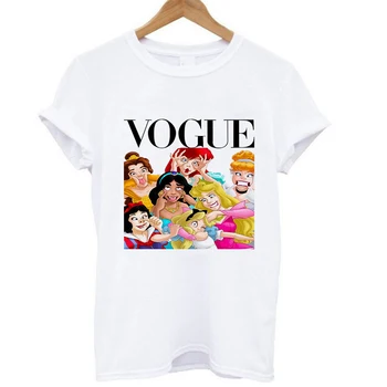 

Summer Vogue Princess printed women t-shirt Casual short sleeve funny cartoon T Shirt Women Lady Girls white tops tee female