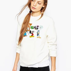 Primavera outono feminino sweatshirts disney marca dos desenhos animados mickey e seus amigos manga longa topos ladis bonito gráfico hoodie para mulher