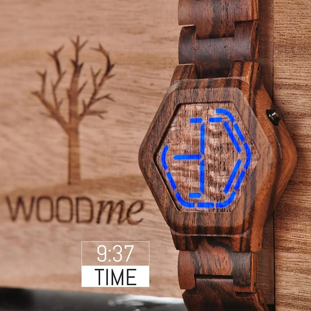 Reloj hombre WOODme Зебра деревянные светодиодные часы для мужчин Топ бренд Роскошные