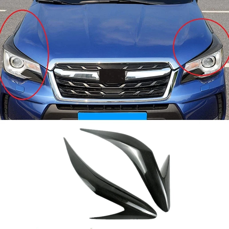 

NEW-for Subaru Forester 2013-2018 Carbon Fiber Car Sticker Front Headlights Eyebrow Eyelid Trim Cover Accessories