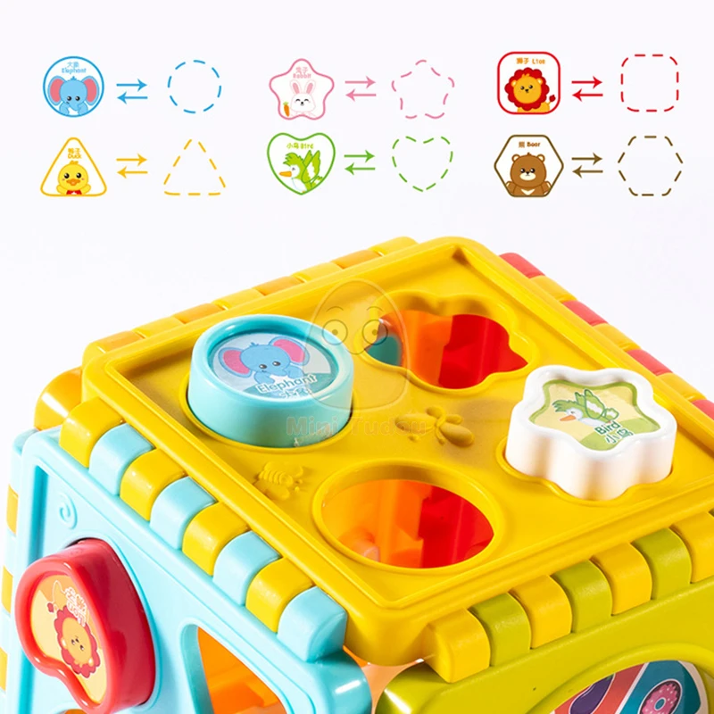 Joc Montessori pentru bebeluși, cub de activități, cutie de sortare cu potrivire a formei, culoare, număr, ceas, kit matematic, jucării educative interactive pentru copii, cadou_voghion.com