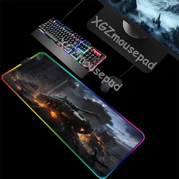 

XGZ World of Tanks Custom RGB Mouse Pad Black Exquisite Lock Edge Computer Table Mat Speed Rubber Non-slip for Lol Csgo Gamer