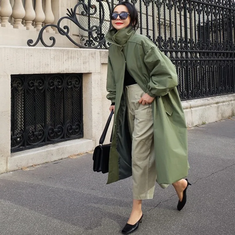 

Windbreaker women's mid-length Korean version 2020 autumn new spring and autumn all-match thin and loose early autumn thin coat