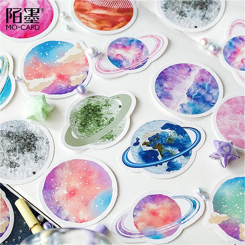 45pcs Shine Planet Memo Pad Plaids Lines Note Sticky Paper Cartoon Stationery Planner Sticker Notepad School Supplies