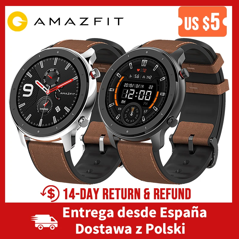 Amazfit GTR 47 gps Смарт-часы 5ATM водонепроницаемые Смарт-часы 24 дня батарея смарт-часы для мужчин для Android iOS