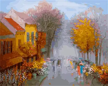 

DRAWJOY Framed Landscape DIY Painting By Numbers Painting & Calligraphy DIY Digital Oi Painting By Numbers Home Decor