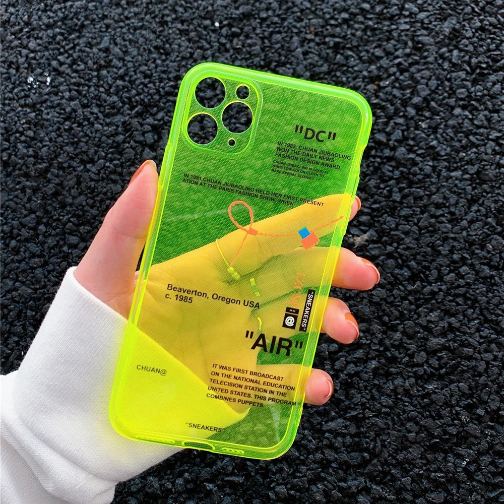 ins Fluorescence Sport Brand White label Phone Case for iPhone 11 Pro X XS MAX XR 7 8 6 Plus Cute Clear Soft Silicon Cover Coque ins Fluorescence Sport Brand White label Phone Case for iPhone 11 Pro X XS MAX XR 7 8 6 Plus Cute Clear Soft Silicon Cover Coque