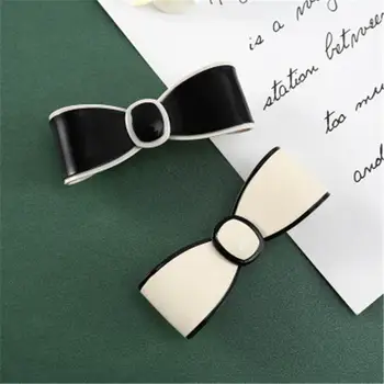 

1PC Acetate Plate Bow With Clip Women Girls Elegant Bow Hairpins Vintage Black White Bow Hair Clip Prom Hair Accessories