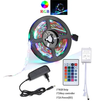 

KARWEN RGB Led Strip Light 5M 300Leds 2835 SMD 2A Power Adapter Supply High Quality Tape Ribbon Home Decoration Lamp for party,