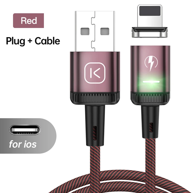 KUULAA LED Magnetic USB Cable 3A Fast Charging Type C Cable Magnet Charger Micro USB Cable Mobile Phone for iPhone 13 12 11 Cord charger type for android Cables