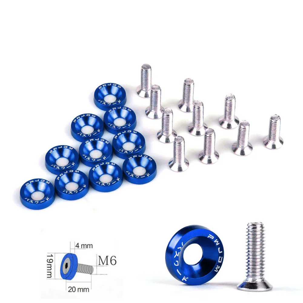 Auto Fasteners Auto Accessories Fender Washers Car Accessories Car Screws Stainless Steel Bolt Stainless Steel Nut Stainless Steel Screw Carbon Steel Bolts Brass Standoff Bolt JDM Style Aluminum Fender Washers (10pcs/Pack) and M6 Bolt For Honda Civic Integra RSX EK EG License Plate Bolts RS-QRF002