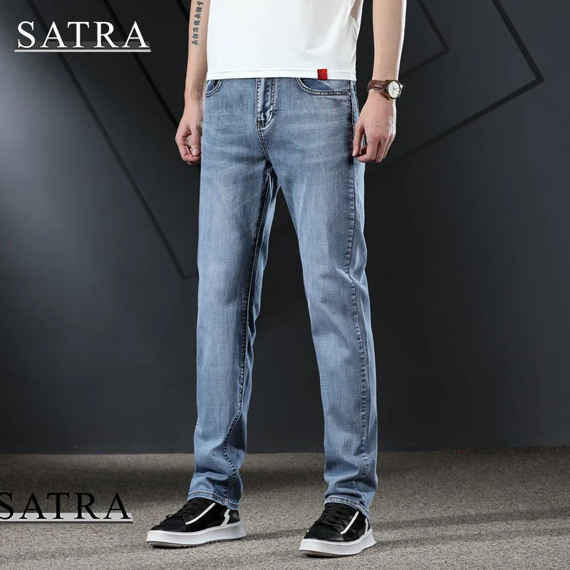 

SATRA 2021 new arrival high quality classica Elastic jeans men ,men's Straight jeans ,Casual Slim jeans men