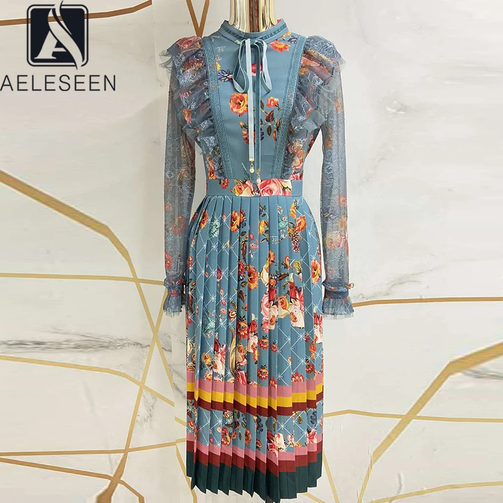 AELESEEN Designer Pleated Dress Runway Fashion
