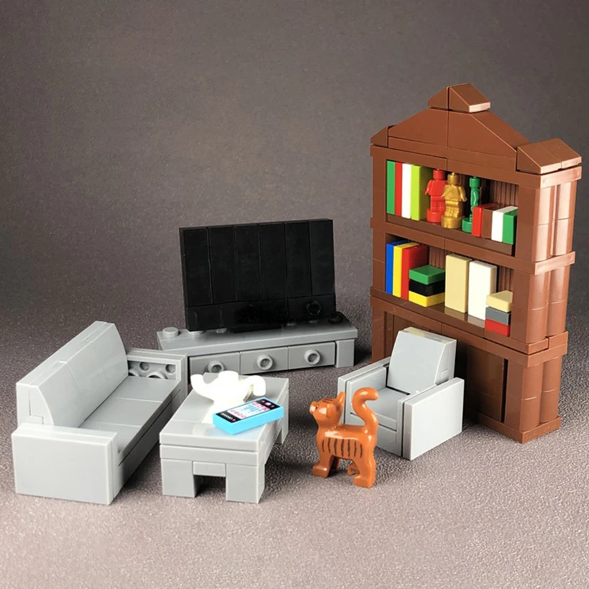 New Legoinglys Furniture MOC American Sofa Desk Table Building Blocks MOC Home Figures Accessories Bricks Sets DIY Kids Toys (11)