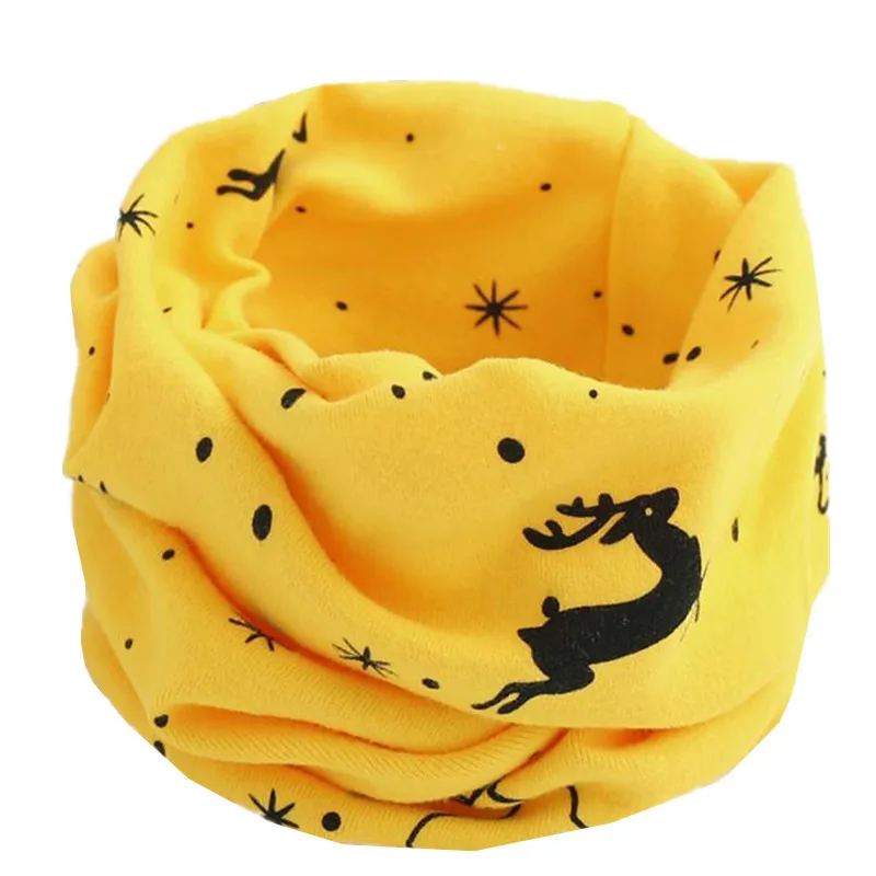 deer yellow Детский хлопковый шарф, Детский Теплый шарф с мультяшным принтом, Детские воротники, осенне-зимний теплый шарф с круглым вырезом для детей - Цвет: deer yellow