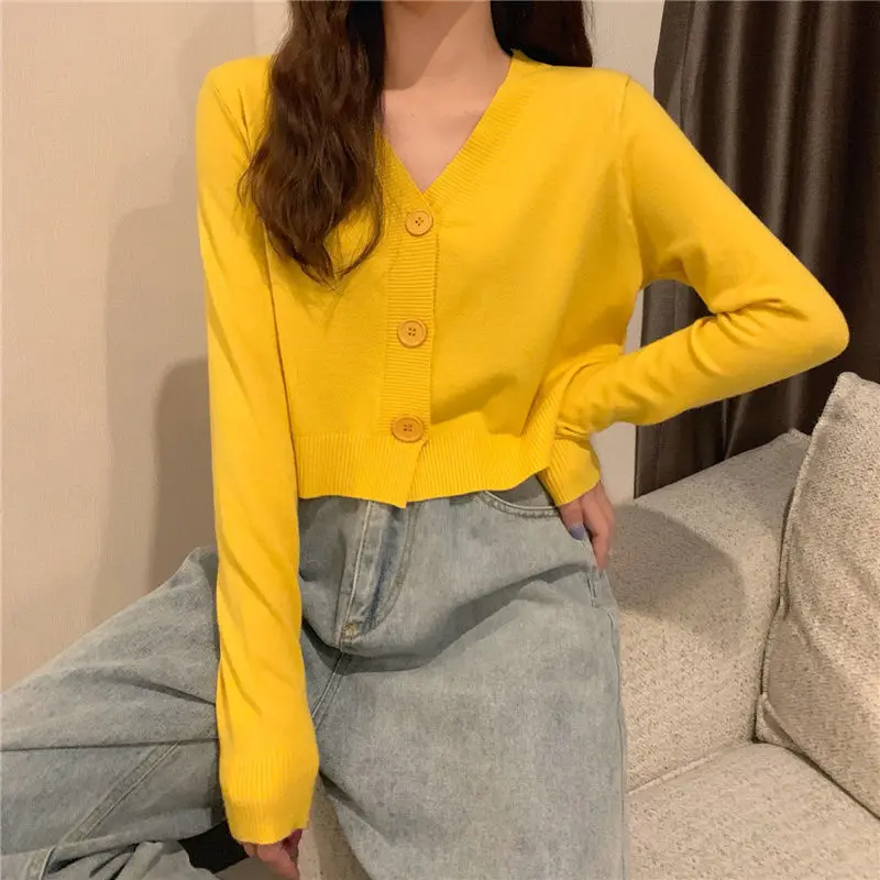 Gilet Cardigan Femme,Cardigan court à manches longues pour femmes,9