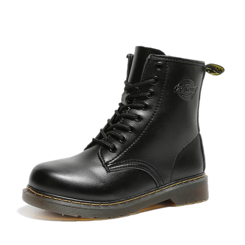 

2019 New Lace Up Flat Ankle Boots Women PU Leather Motorcycle Boots Platform Martens Boots Fall Winter Shoes Woman Booties