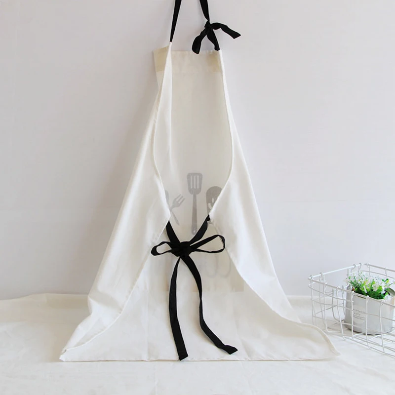 1PC Brief Polyester Cotton Women Apron For Kitchen Baking Cooking Apron Black Grey Women Man Sleeveless Cooking Aprons