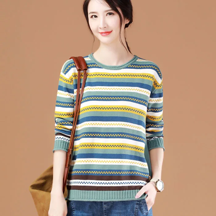 Джемпер с длинным рукавом в Корейском стиле Женский пуловер Feminino Sueters De Mujer Moda Harajuku Femme одежда вязаный свитер - Цвет: A95