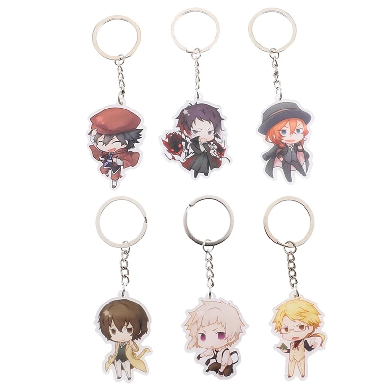 Anime Bungou Stray Dogs Atsushi Double Sided Acrylic Keychain 6 Styles Pendant Key Accessories