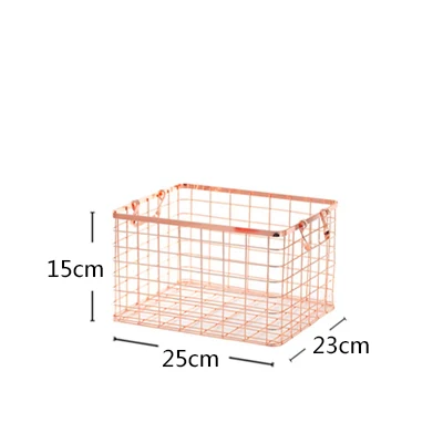 Nordic розовое золото металлическая корзина Портативный корзины для хранения грязная одежда для ванной комнаты рамки офисная Золотой разное Организатор Корзина - Цвет: Rose Gold S